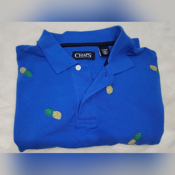 Chaps Blue and Green Pineapple Polo Shirt - Picture 10 of 10